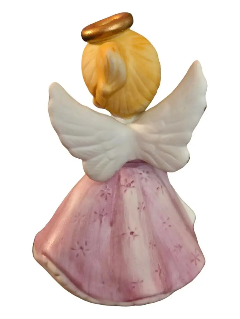 Vintage Porcelain May Birthday Angel Figurine Pink Matte Finish 4 Inch Taiwan